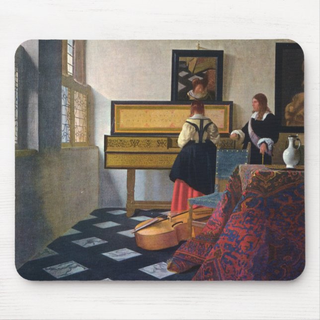 Johannes Vermeer's The Music Lesson (circa1663) Mouse Mat (Front)