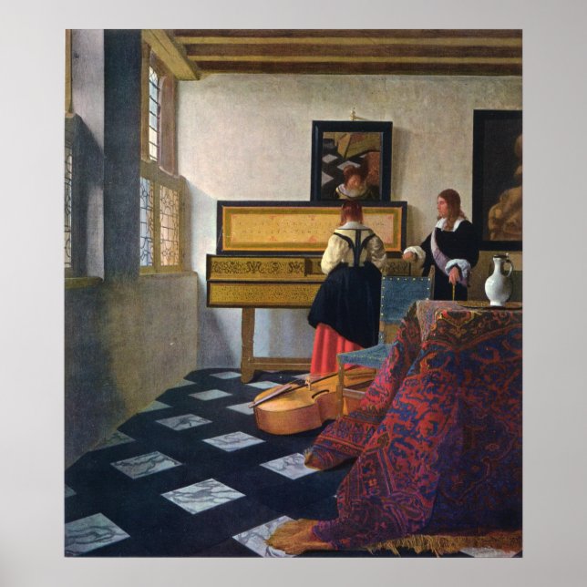 Johannes Vermeer's The Music Lesson (circa1663) Poster (Front)