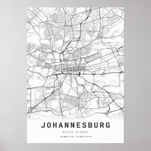 Johannesburg City Map Poster