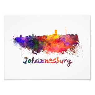 Johannesburg skyline in watercolor photo print