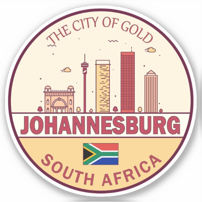 Johannesburg South Africa City Skyline Emblem (Front)