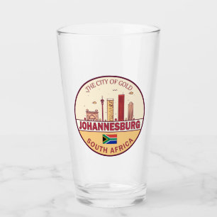 Johannesburg South Africa City Skyline Emblem Glass