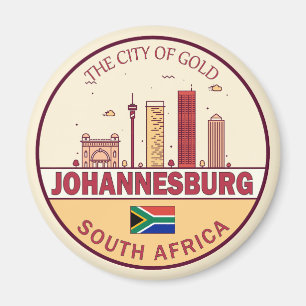 Johannesburg South Africa City Skyline Emblem Magnet