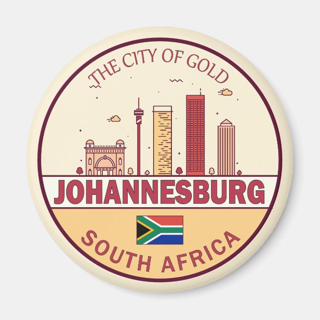 Johannesburg South Africa City Skyline Emblem Magnet (Front)