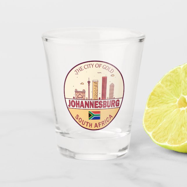 Johannesburg South Africa City Skyline Emblem Shot Glass (Front)