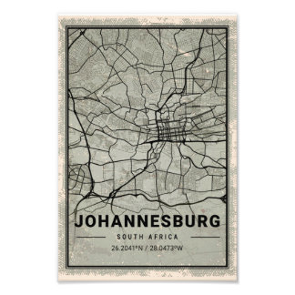 johannesburg south africa map print poster canvas