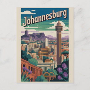 Johannesburg South Africa Retro Travel Poster Postcard