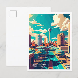Johannesburg South Africa travel illustration Postcard