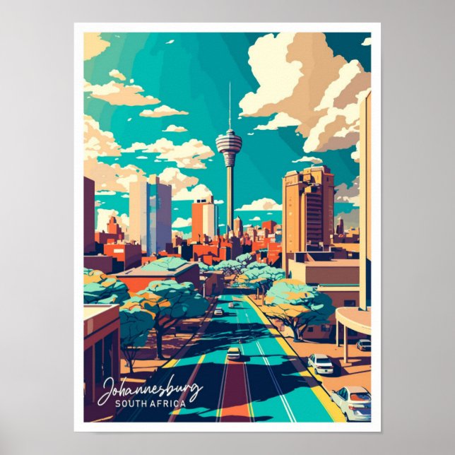 Johannesburg South Africa travel illustration Poster (Front)