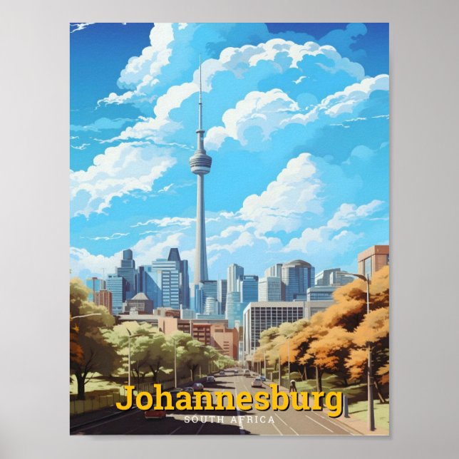 Johannesburg South Africa Vintage Travel  Poster (Front)