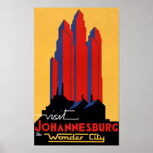 Johannesburg Vintage Travel Poster Restored