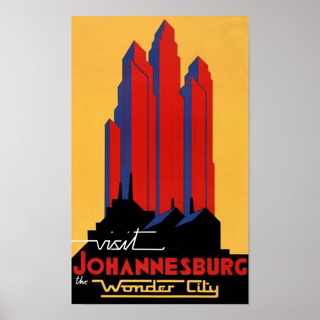 Johannesburg Vintage Travel Poster Restored (Front)