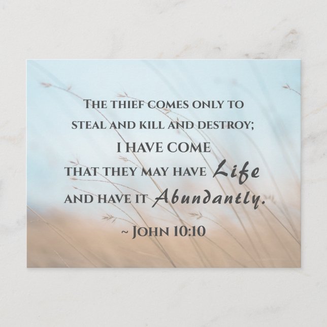 John 10:10 I have come that they may have life Postcard (Front)