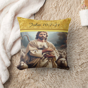 John 10:7 Compassionate Shepherd Image Cushion