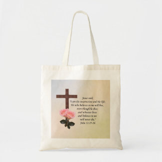 John 11:25-26 ~ Resurrection Life Tote Bag