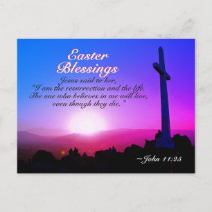John 11:25 I am the resurrection, Easter Sunrise Holiday Postcard