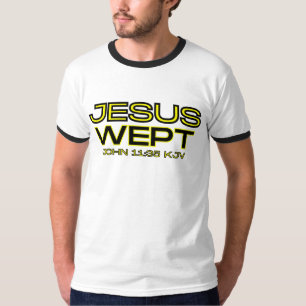 John 11:35 Bible Verse KJV Quote Men's Ringer T-Shirt