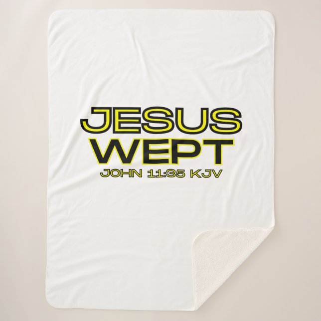 John 11:35 Bible Verse KJV Quote Sherpa Blanket (Front)