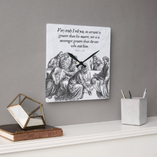 John 13:16 Christian Bible Jesus Wall Clock