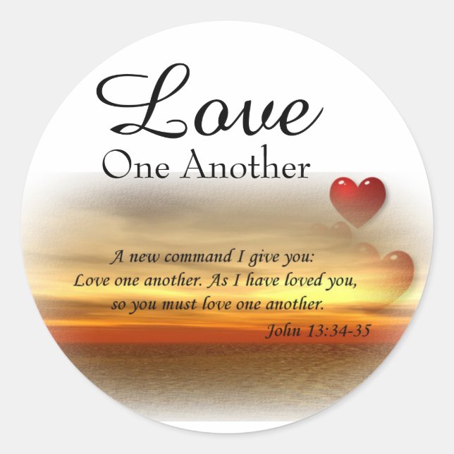 John 13:34-35 Love one another stickers (Front)