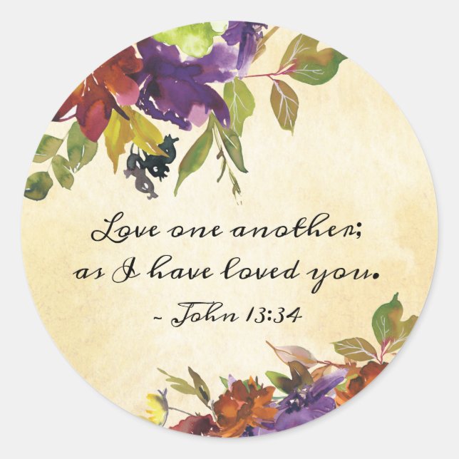 John 13:34 Love one another as I have loved you Classic Round Sticker (Front)