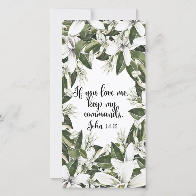 John 14:15, Watercolor Bible verse bookmark (Front)