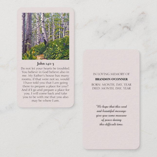 John 14:1-3 Customisable Sympathy Card  (Front/Back)