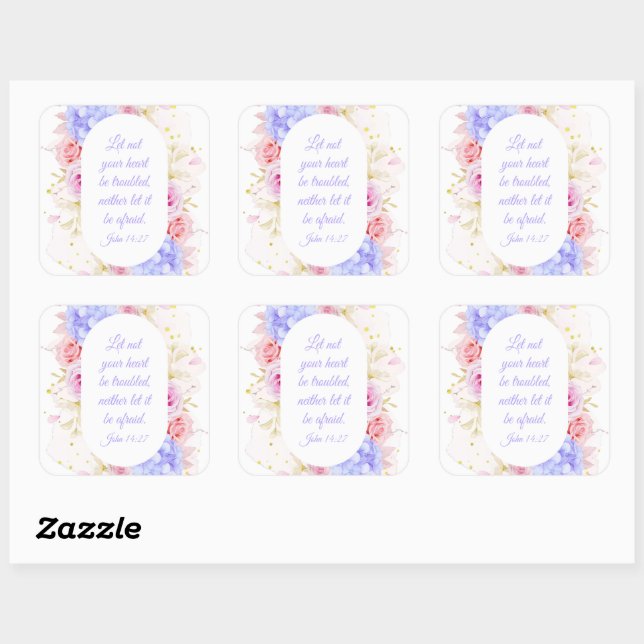 John 14:27 Let Not Your Heart Be Troubled – Womens Square Sticker (Sheet)