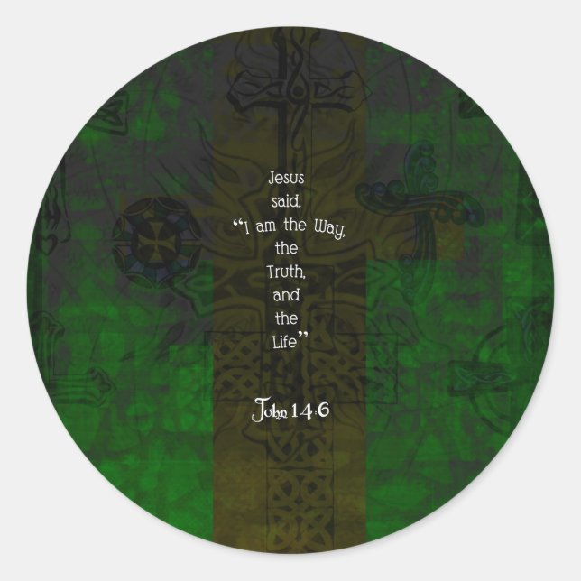 John 14:6 Bible Verse Inspirational Path Quote Classic Round Sticker (Front)