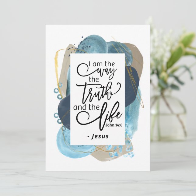 John 14:6 I Am the Way Christian Bible Verse Card (Standing Front)