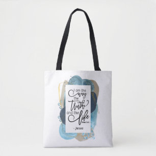 John 14:6 I Am the Way Truth Life Christian Bible  Tote Bag