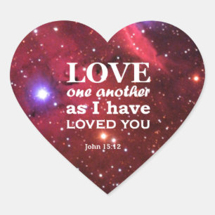 John 15:12 heart sticker