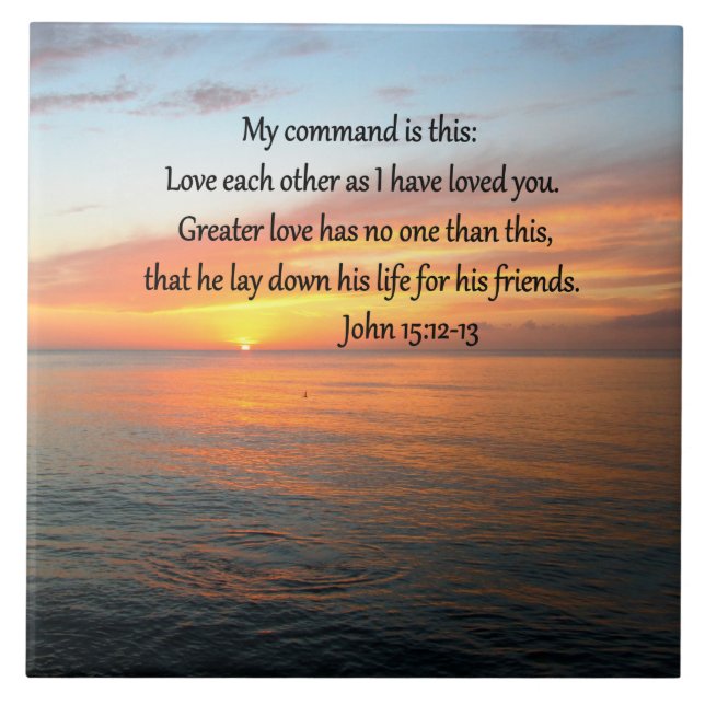 JOHN 15:12 SUNRISE OVER THE OCEAN TILE (Front)