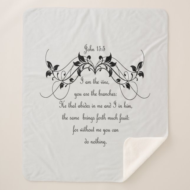 John 15:5 I am the Vine Bible Scripture Quote  Sherpa Blanket (Front)