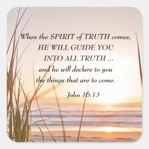 John 16:13 Spirit of Truth Will Guide You, Sunset Square Sticker