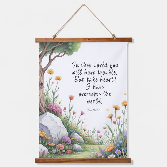 John 16:33 Bible Verse Image  Poster Hanging Tapestry (Front)