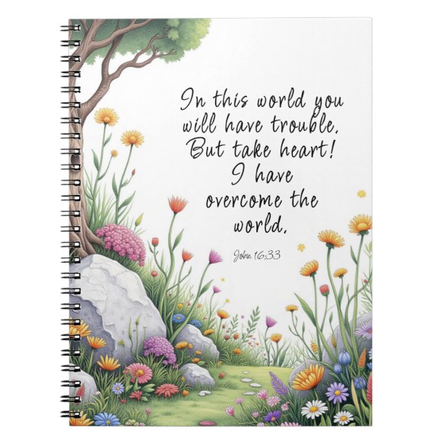 John 16:33 Bible Verse Image  Poster Notebook (Front)
