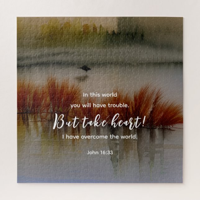 John 16:33 I have Overcome Bible Verse Christian Jigsaw Puzzle (Vertical)