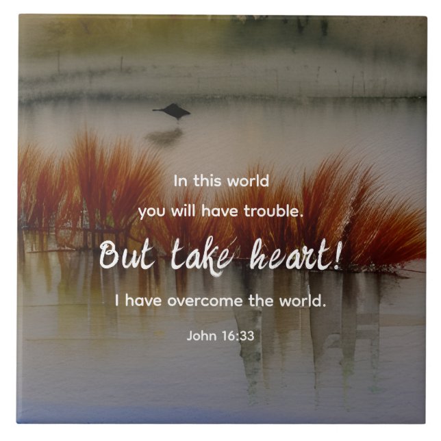 John 16:33 I have Overcome Bible Verse Christian Tile (Front)