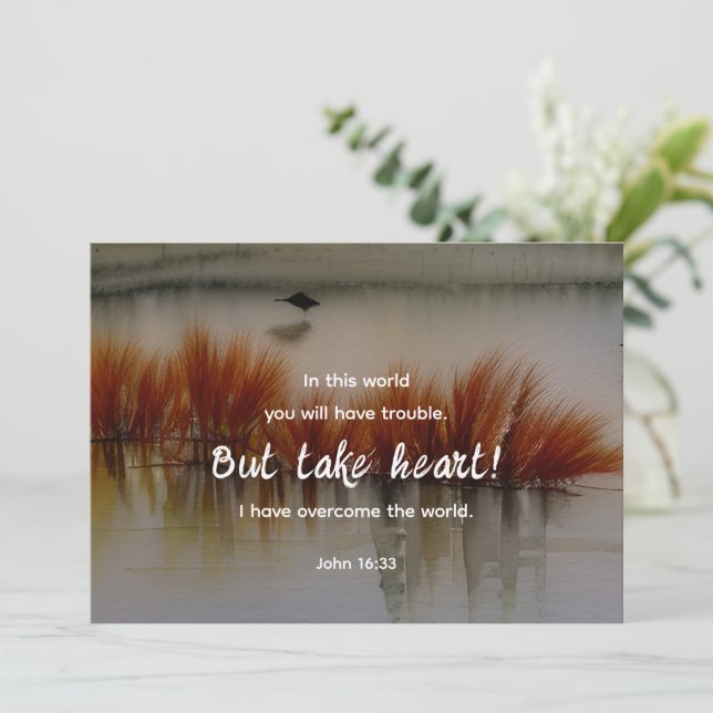John 16:33 I have Overcome Bible Verse Flat Card (Standing Front)