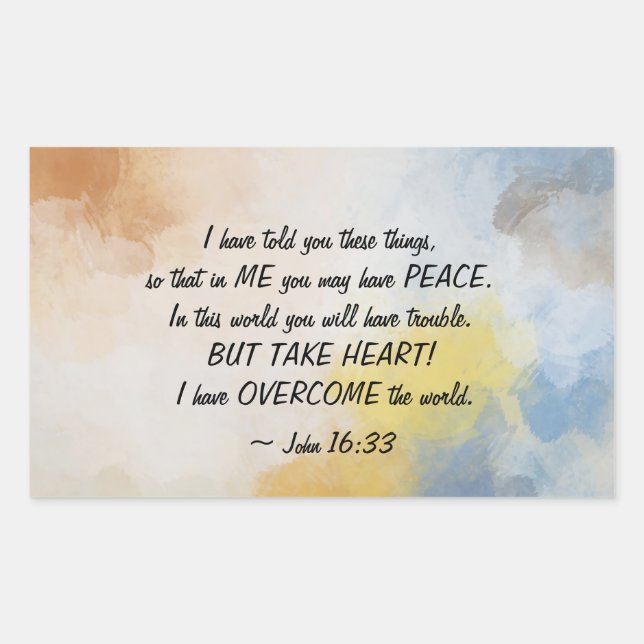 John 16:33 I Have OVERCOME the World Rectangular Sticker (Front)