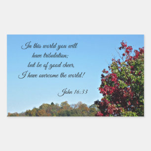 John 16:33 In the world you will have... Rectangular Sticker