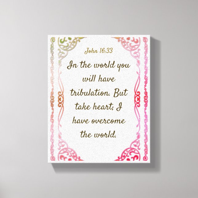 John 16 : 33 | Motivational bible Quotes Verse Canvas Print (Front)