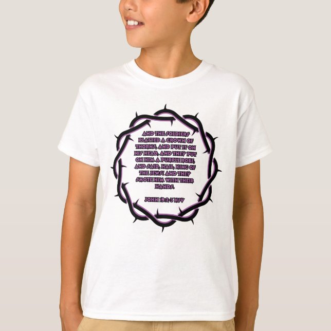 John 19:2-3 KJV Bible Verse Scripture Boy's T-Shirt (Front)