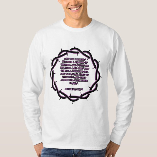 John 19:2-3 KJV Bible Verse Scripture Men's T-Shirt (Front)