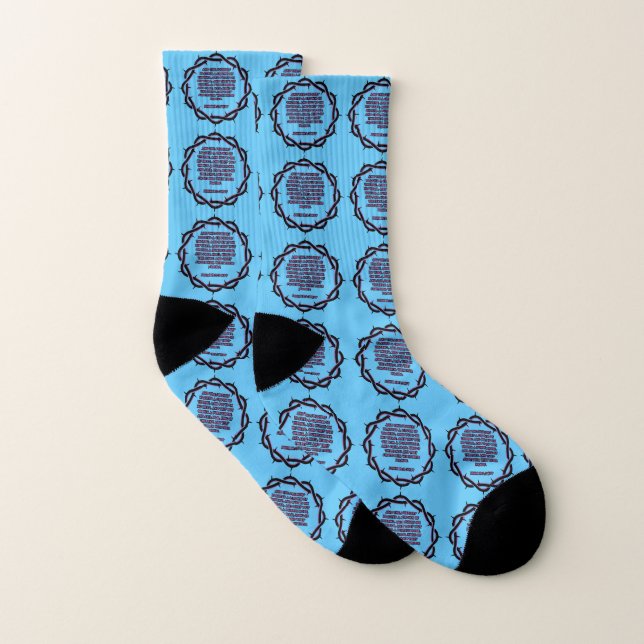 John 19:2-3 KJV Bible Verse Scripture Sky Blue Socks (Pair)
