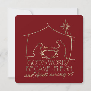 John 1:14 Christmas Nativity Scripture Religious Holiday Card