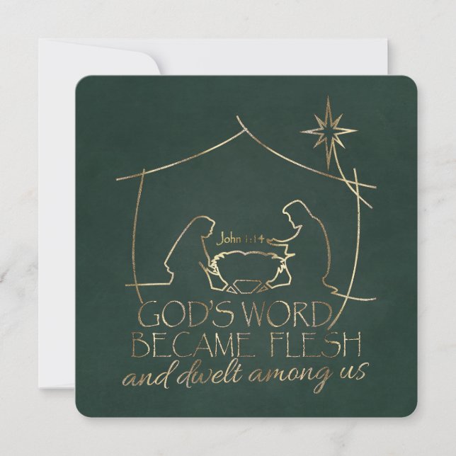 John 1:14 Christmas Nativity Scripture Religious Holiday Card (Front)