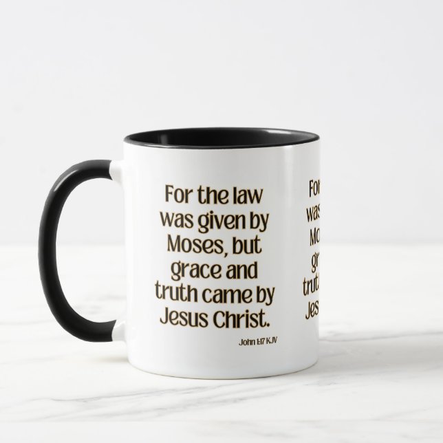 John 1:17 KJV Bible Verse Two-Tone Mug (Left)