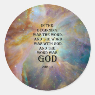 John 1:1 classic round sticker